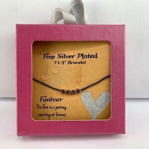 Fine Silver Plated 7 1/2" LOVE Black String Bracelet New